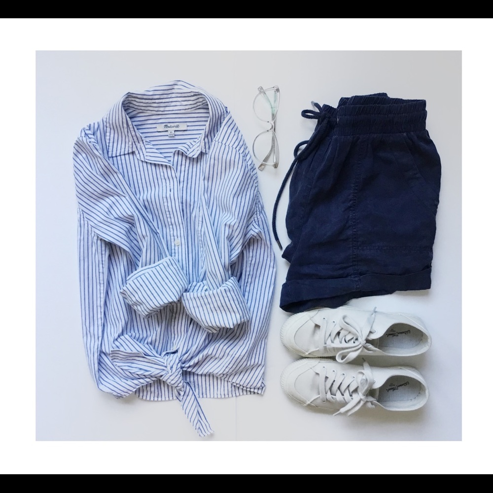 Madewell long sleeve tie front shirt xs